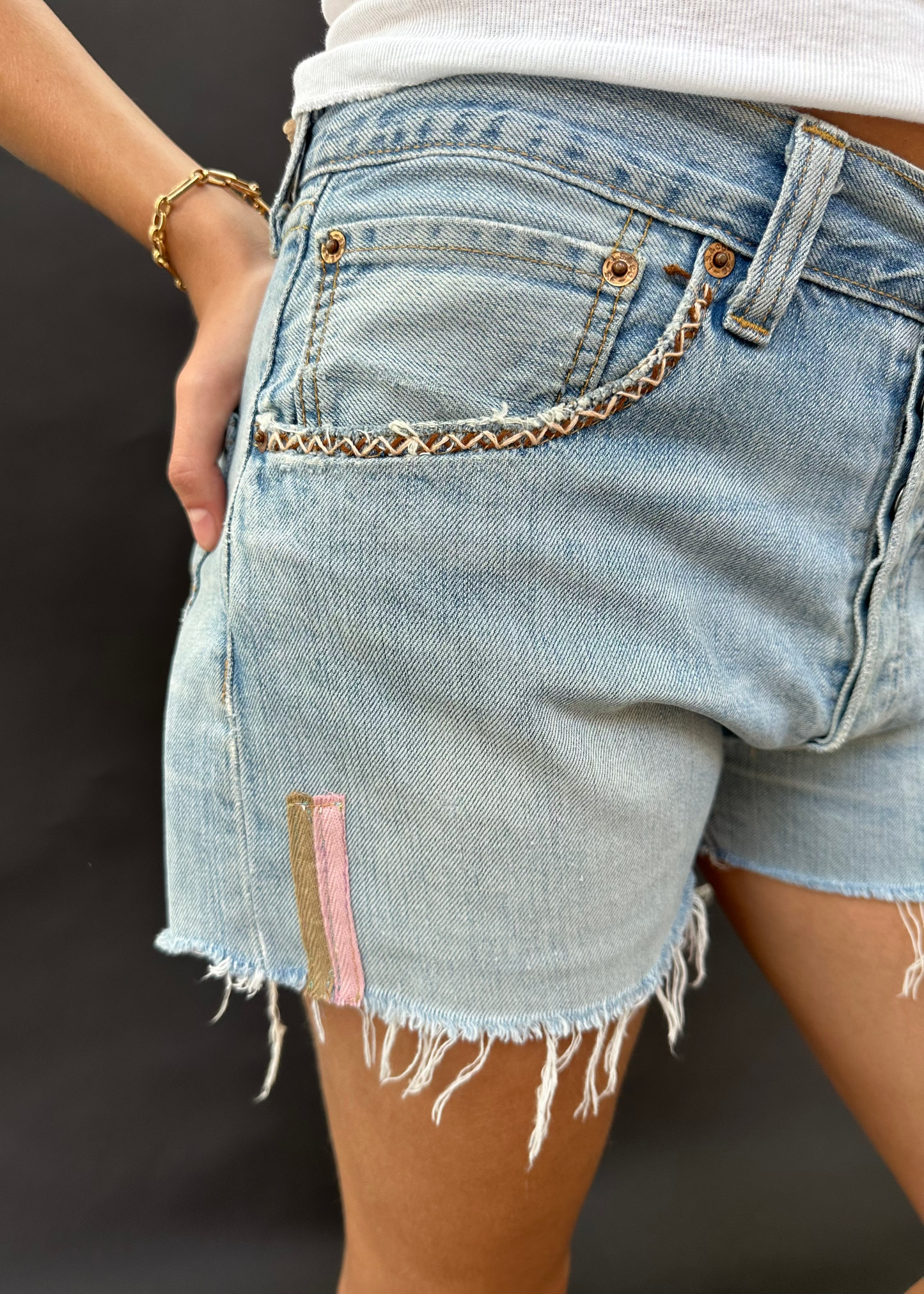 Levi's Cut-Offs With Pink/Brown Double Tab