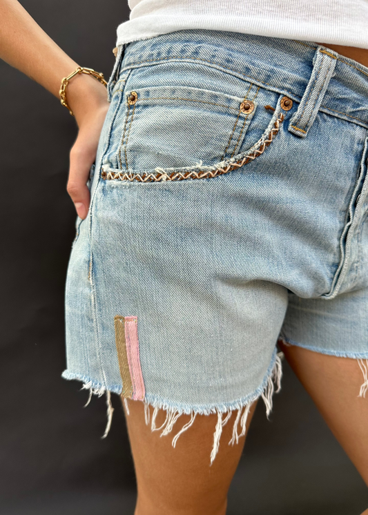 Levi's Cut-Offs With Pink/Brown Double Tab