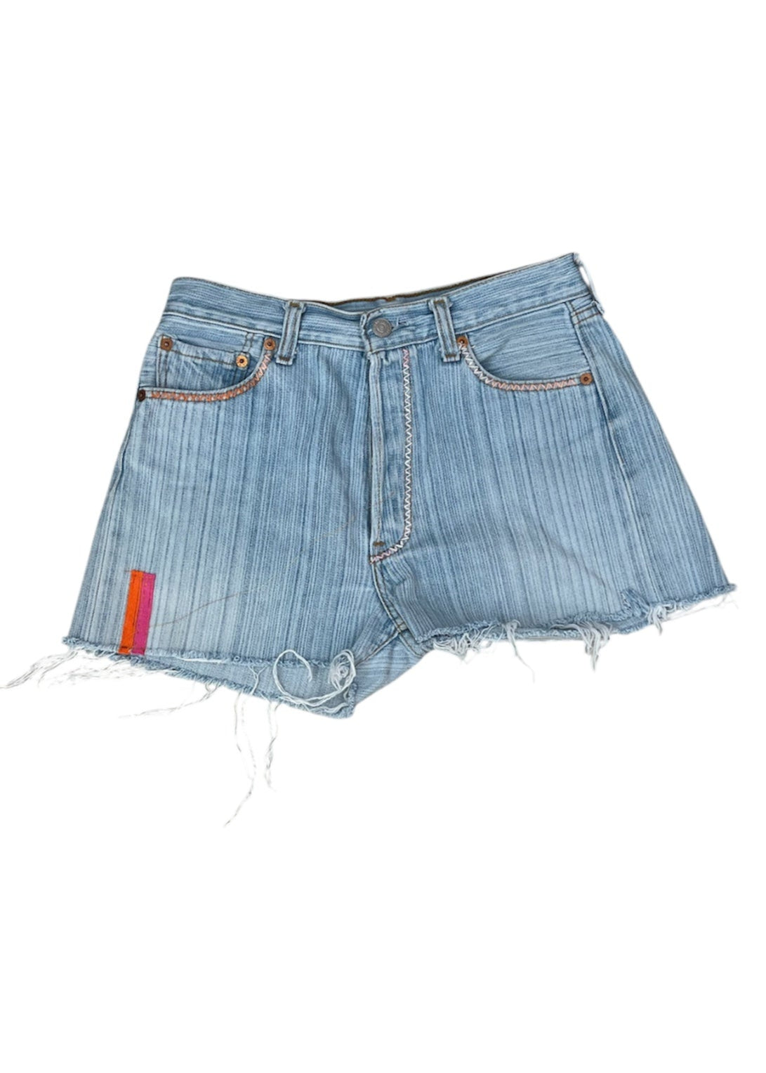 Levi's Stripe Cut-Offs with Orange and Pink Tabs