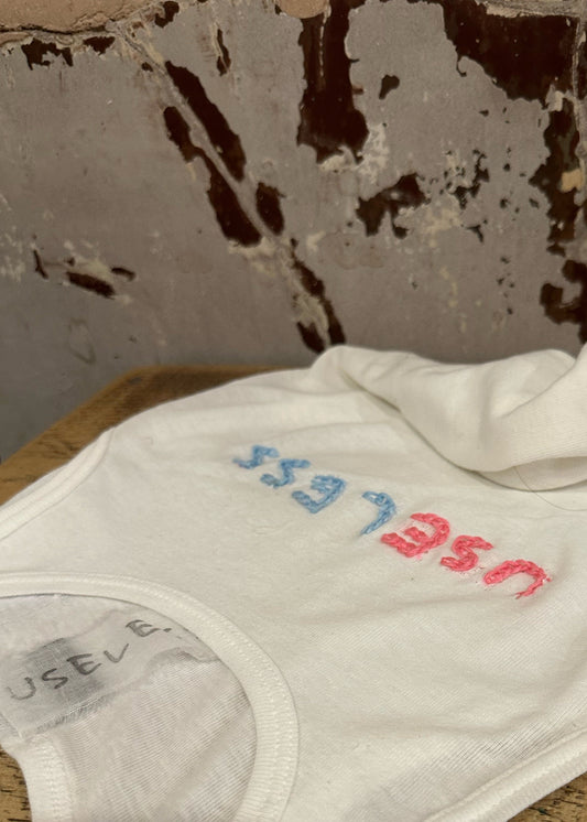 007. White Tank Chest Stitch Logo