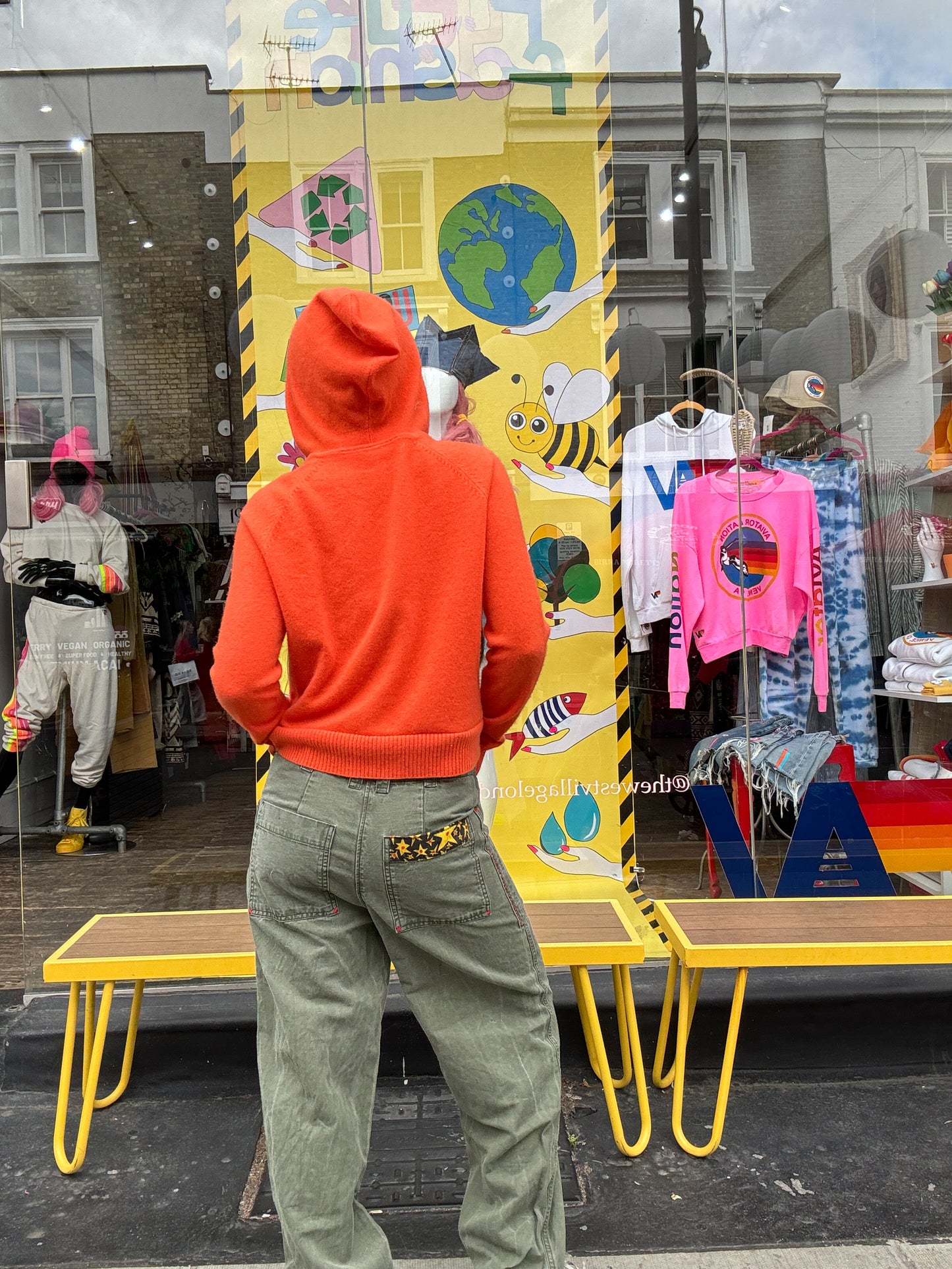 Reworked Orange Cashmere Hoodie
