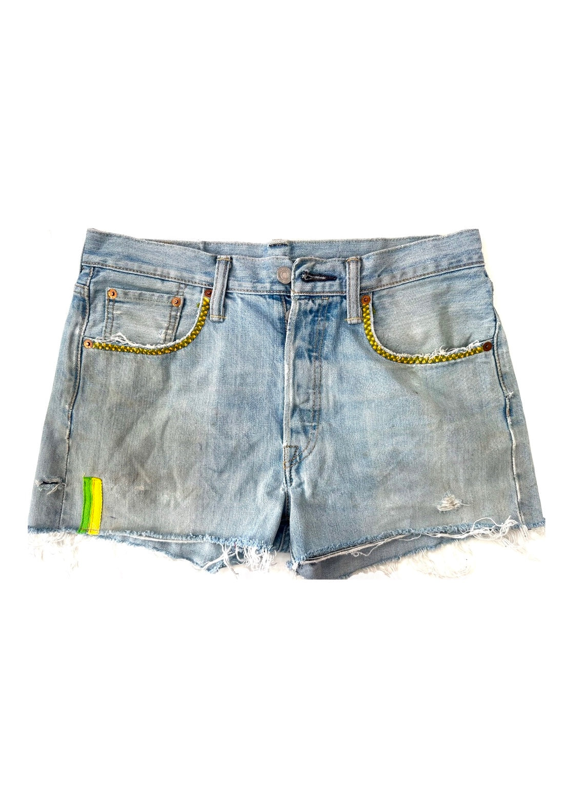 Levi's Cut-Offs Green and Yellow Tabs