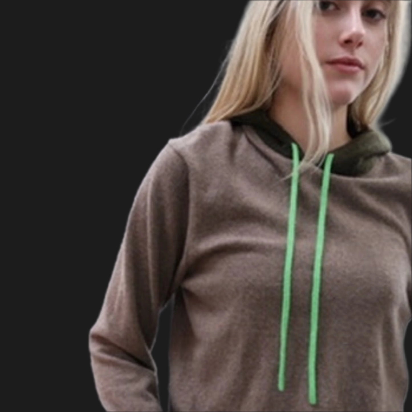 Sports-style Cashmere Hoodie Moss Green