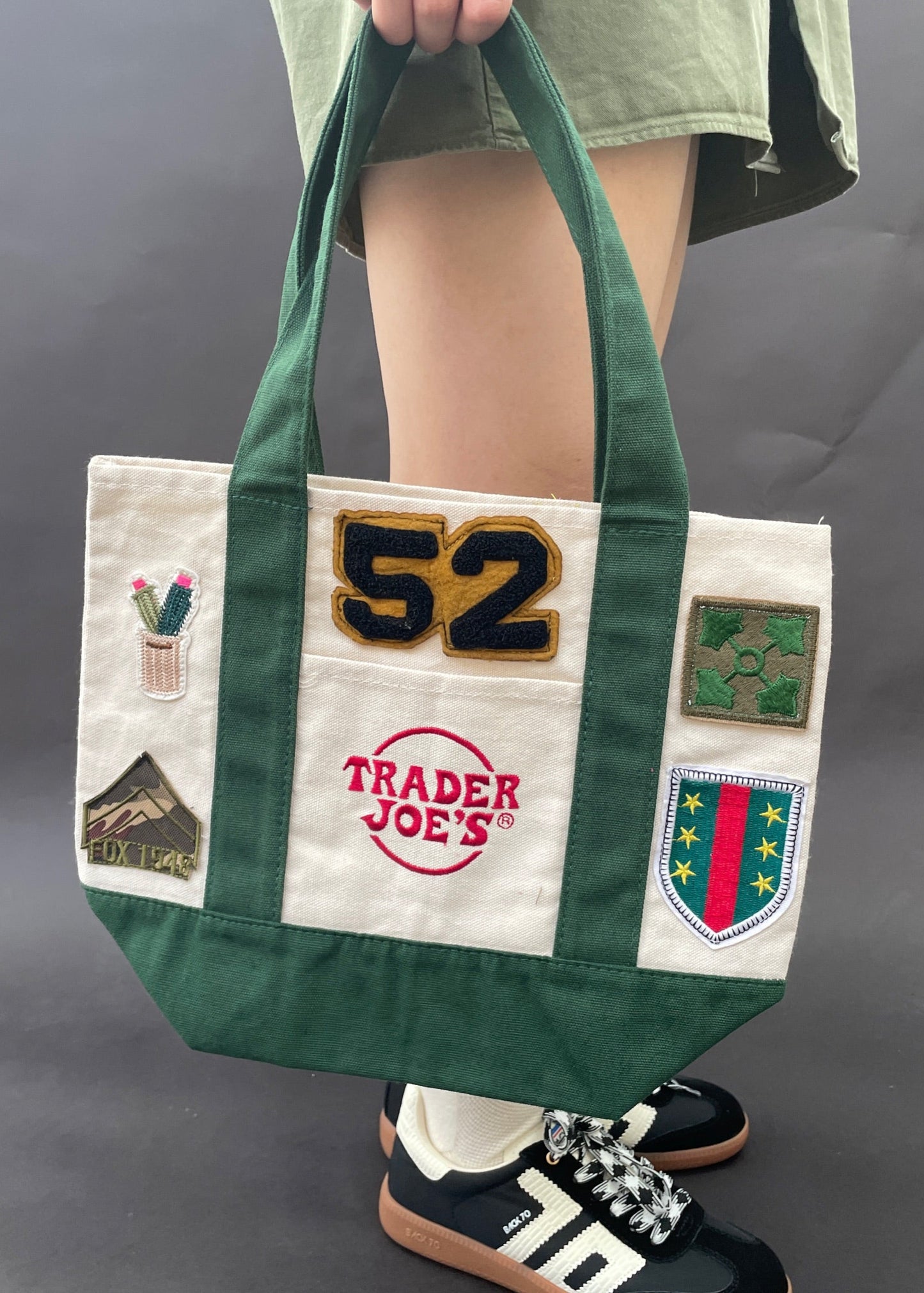 Vintage-Patched Trader Joes Tote S/M