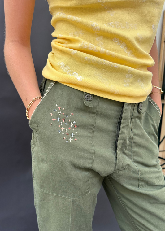 Embroidered Cargo Trousers