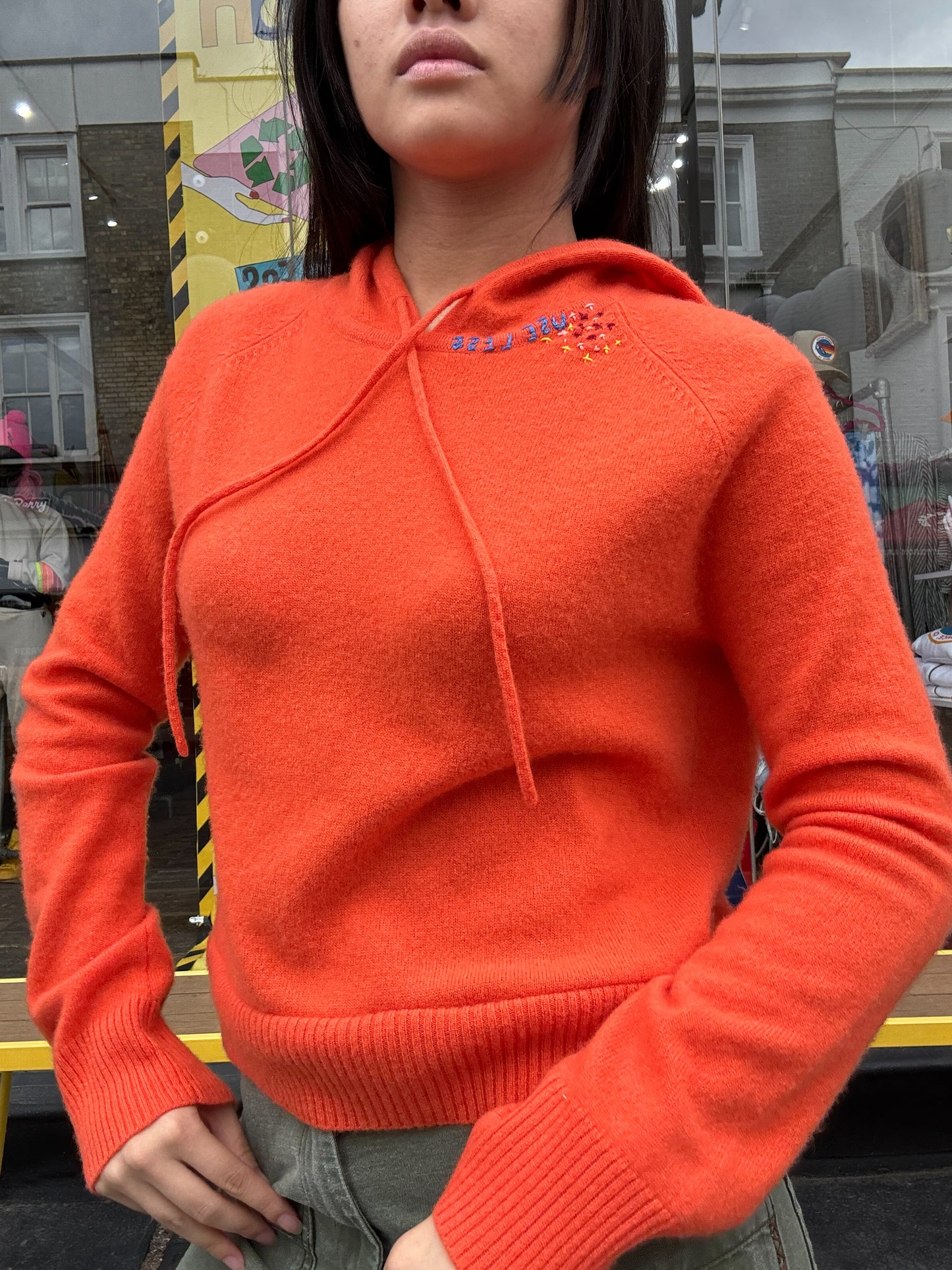 Reworked Orange Cashmere Hoodie
