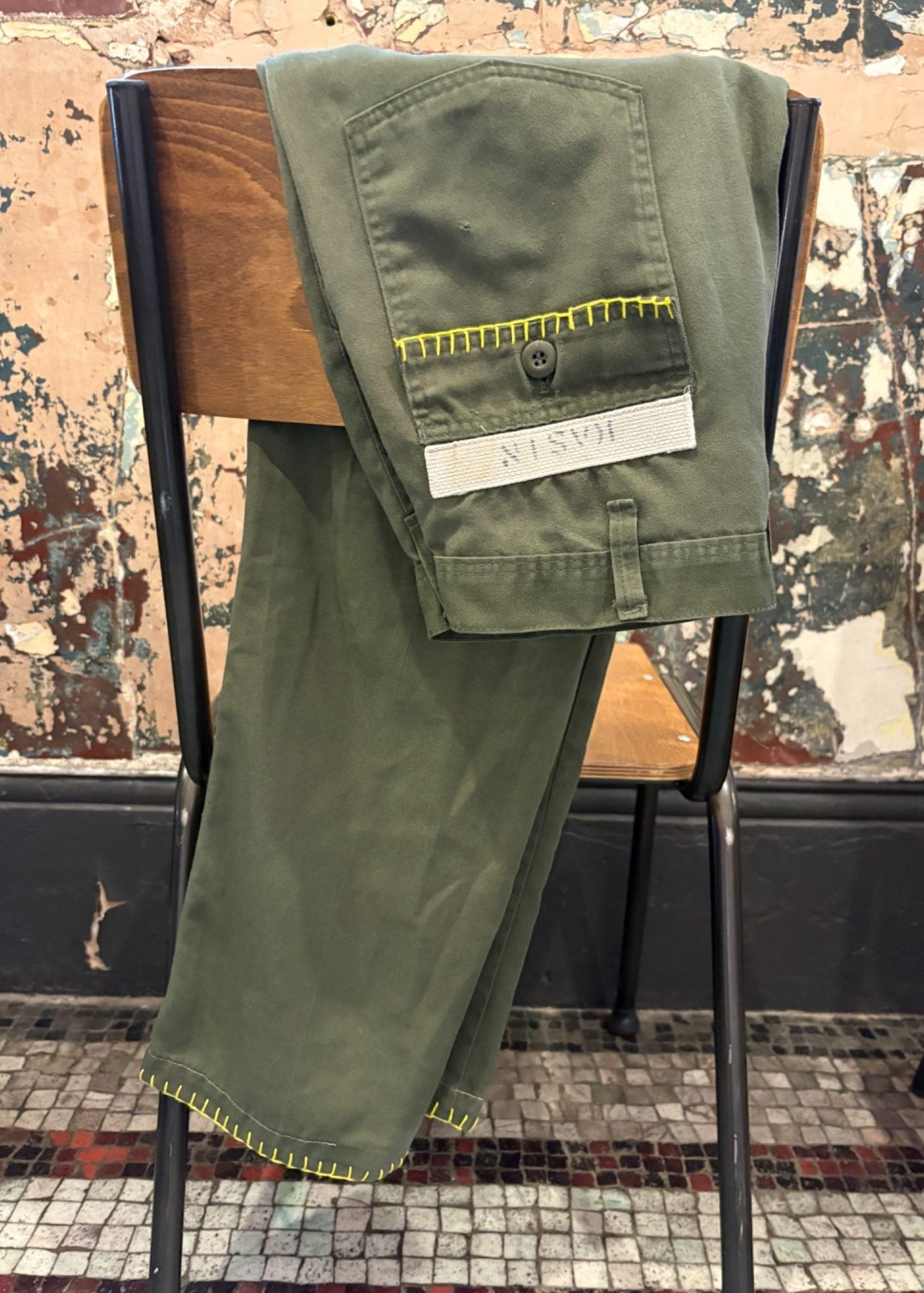 018. Army Trousers With Blanket Stitch