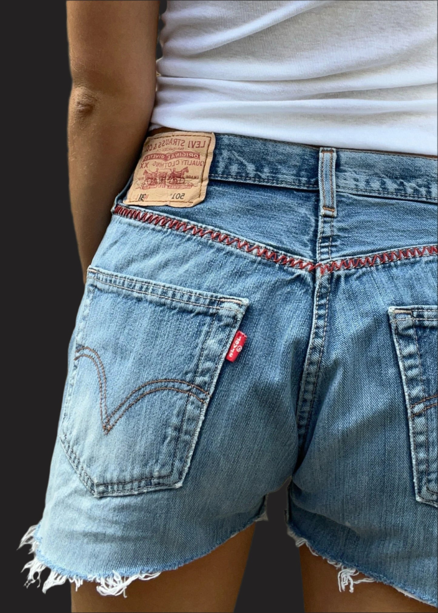 Levi's Cut-Offs with Peach and Burgundy Tabs