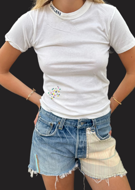 White Star Embroidery T Shirt
