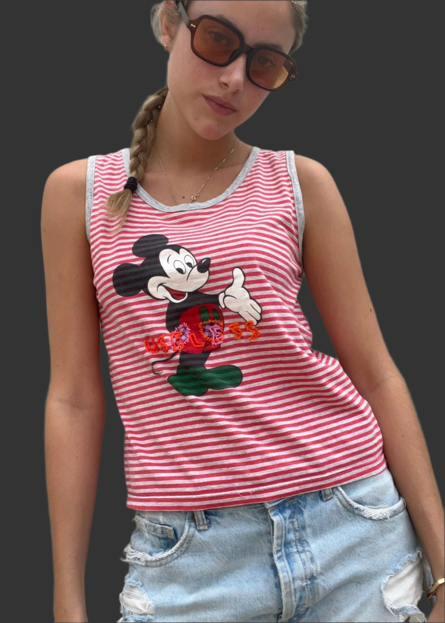 Hand embroidered Patched Mickey Vest
