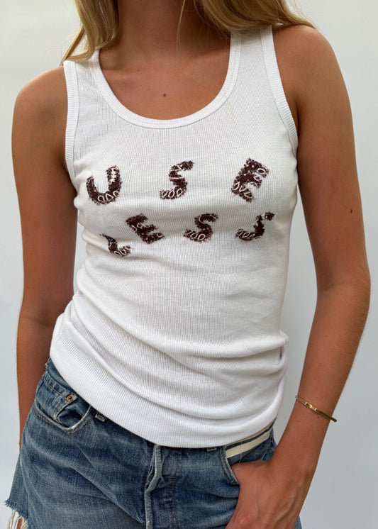 Bandana Appliqué Tank Brown