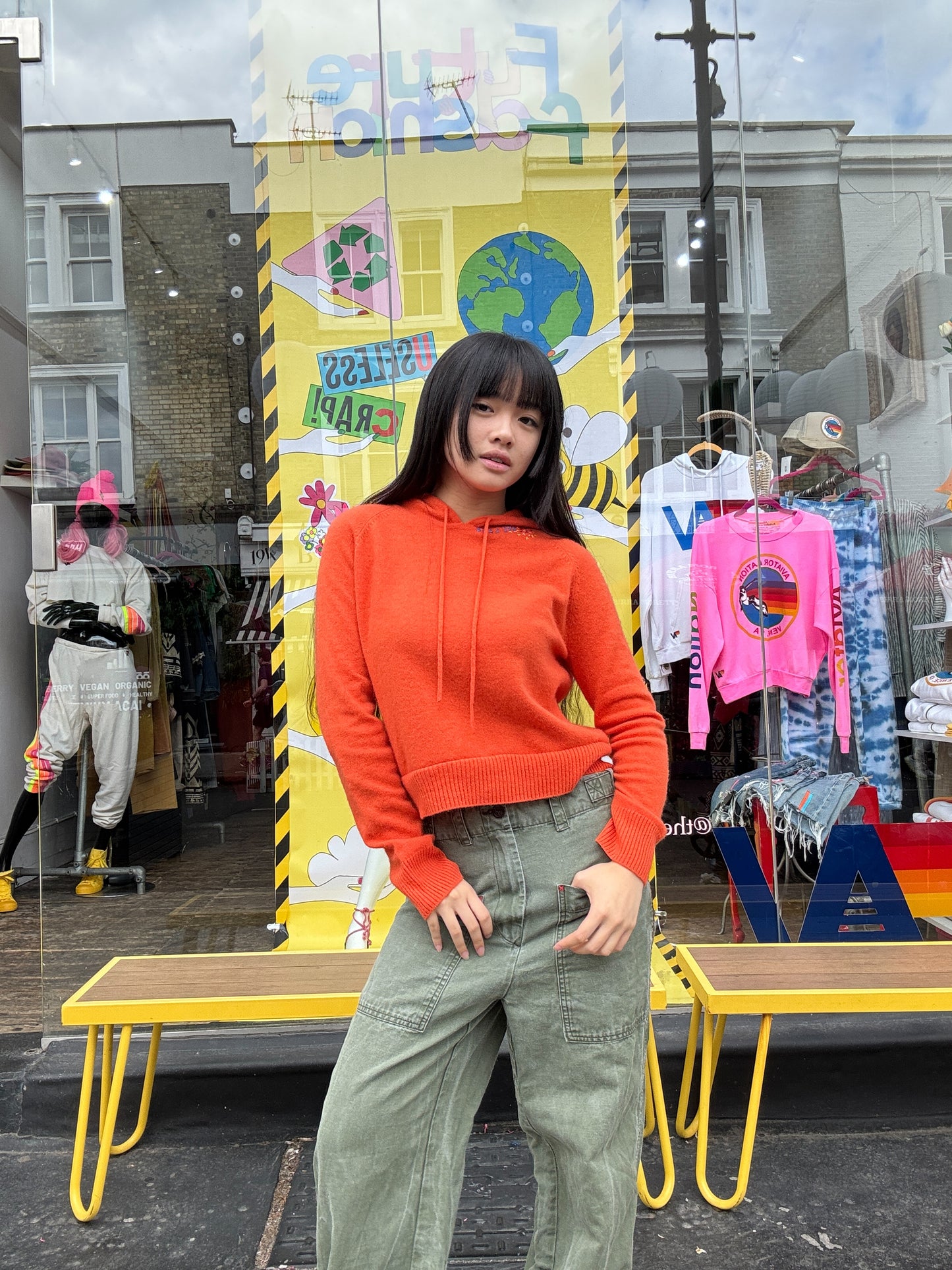 Reworked Orange Cashmere Hoodie