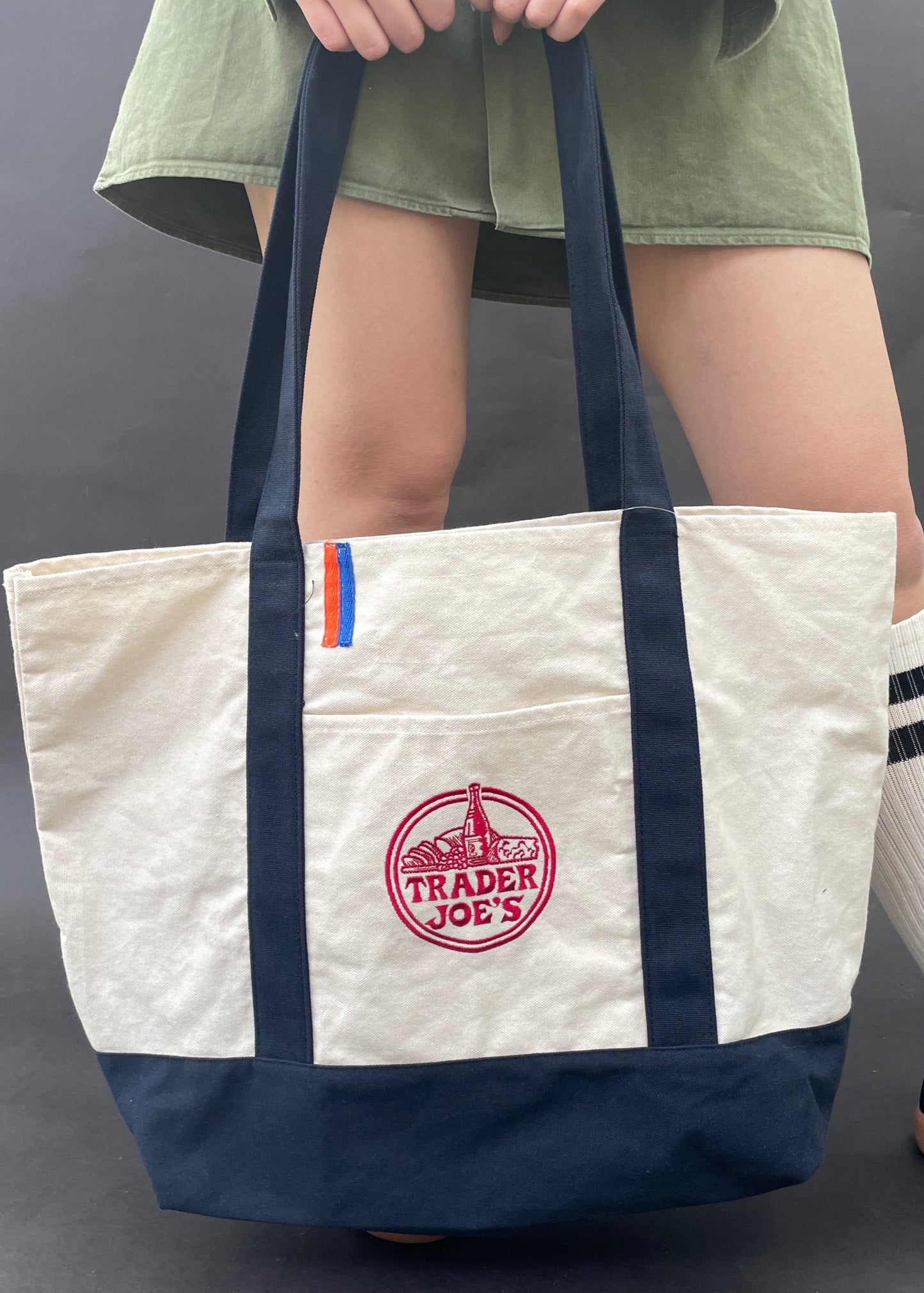 Vintage-Patched Trader Joes Tote L