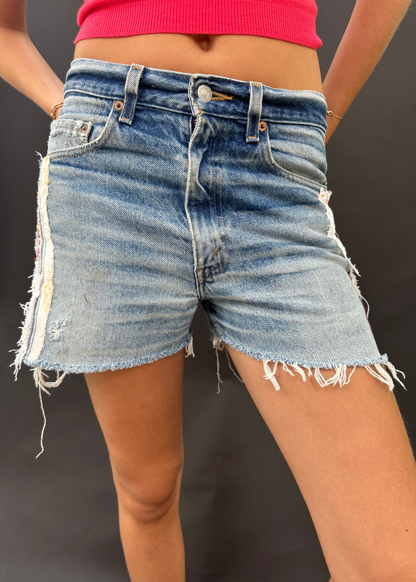 Levi's Cut-Offs with Lace and Purple/White Tab