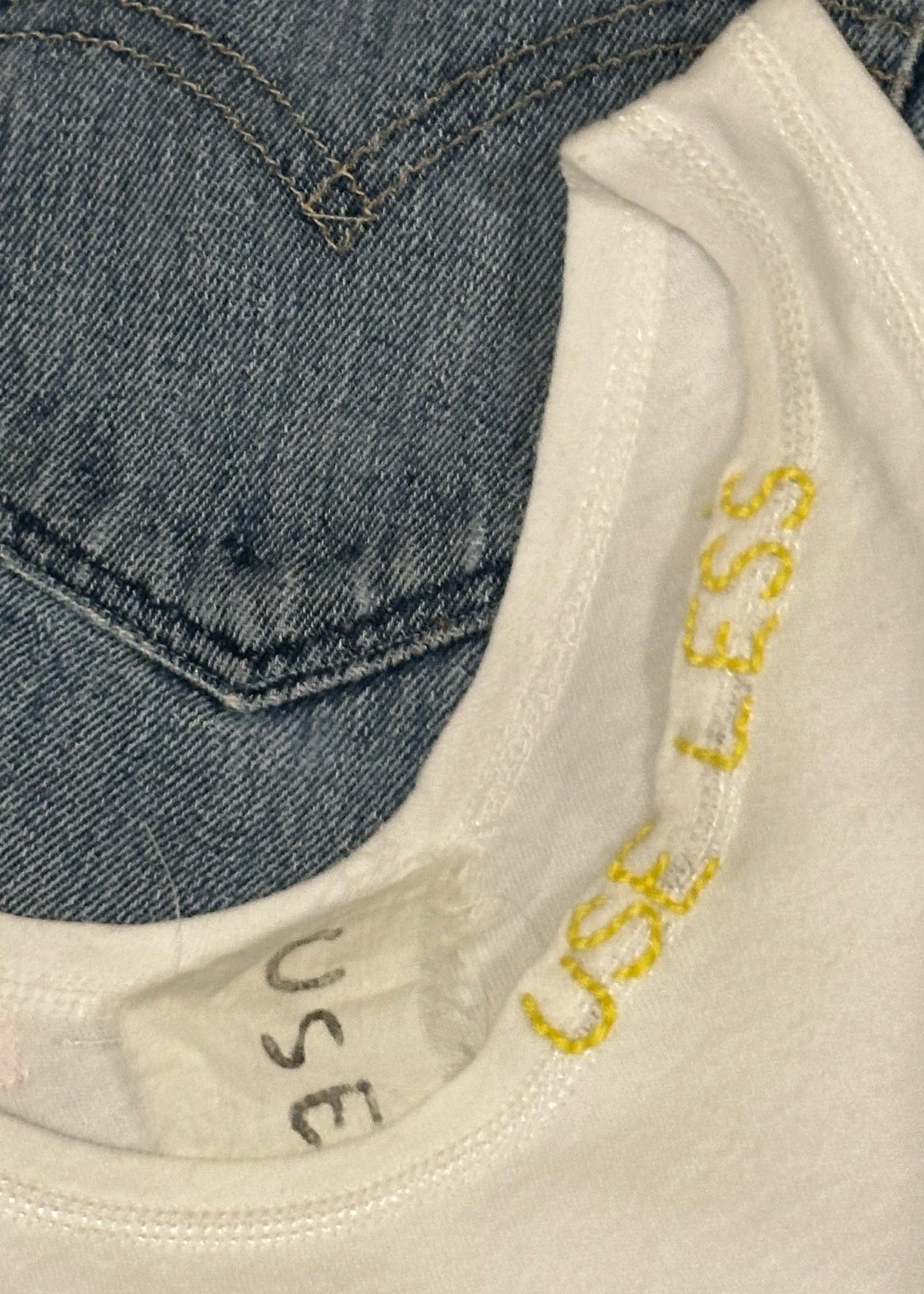 009. White Tank Neckline Logo Yellow