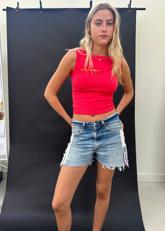 Levi's Cut-Offs with Lace and Purple/White Tab