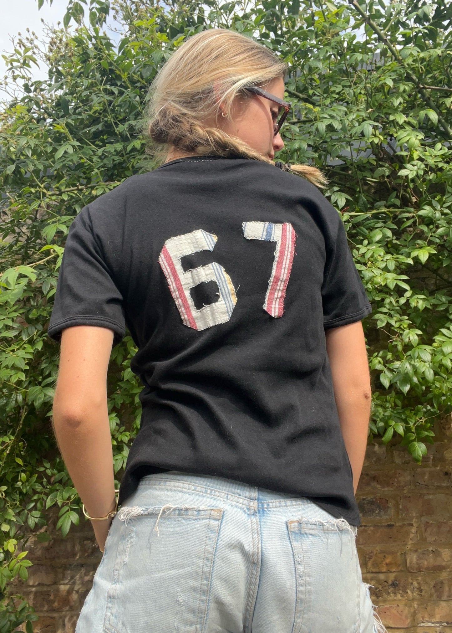 Embroidered Patch Black T Shirt