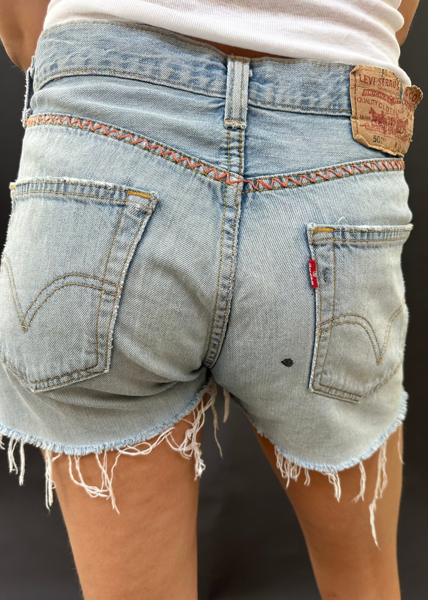 Levi's Cut-Offs With Pink/Brown Double Tab