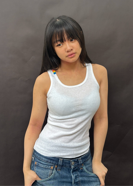 White Tank With Embroidered Neckline