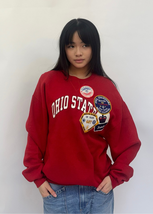 Red Patched Up Sweatshirt
