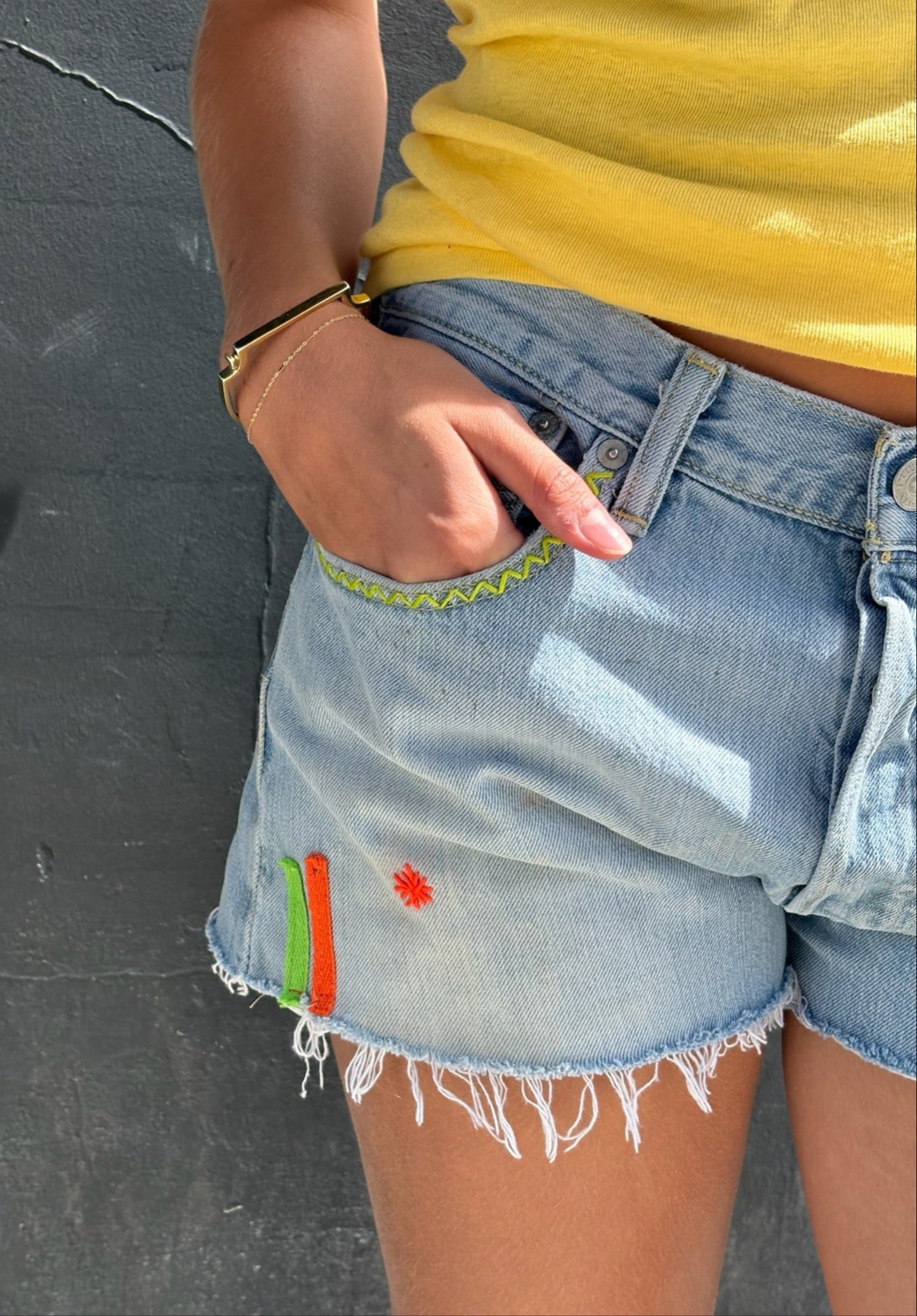Levi's Cut-Offs With Embroidered Stars