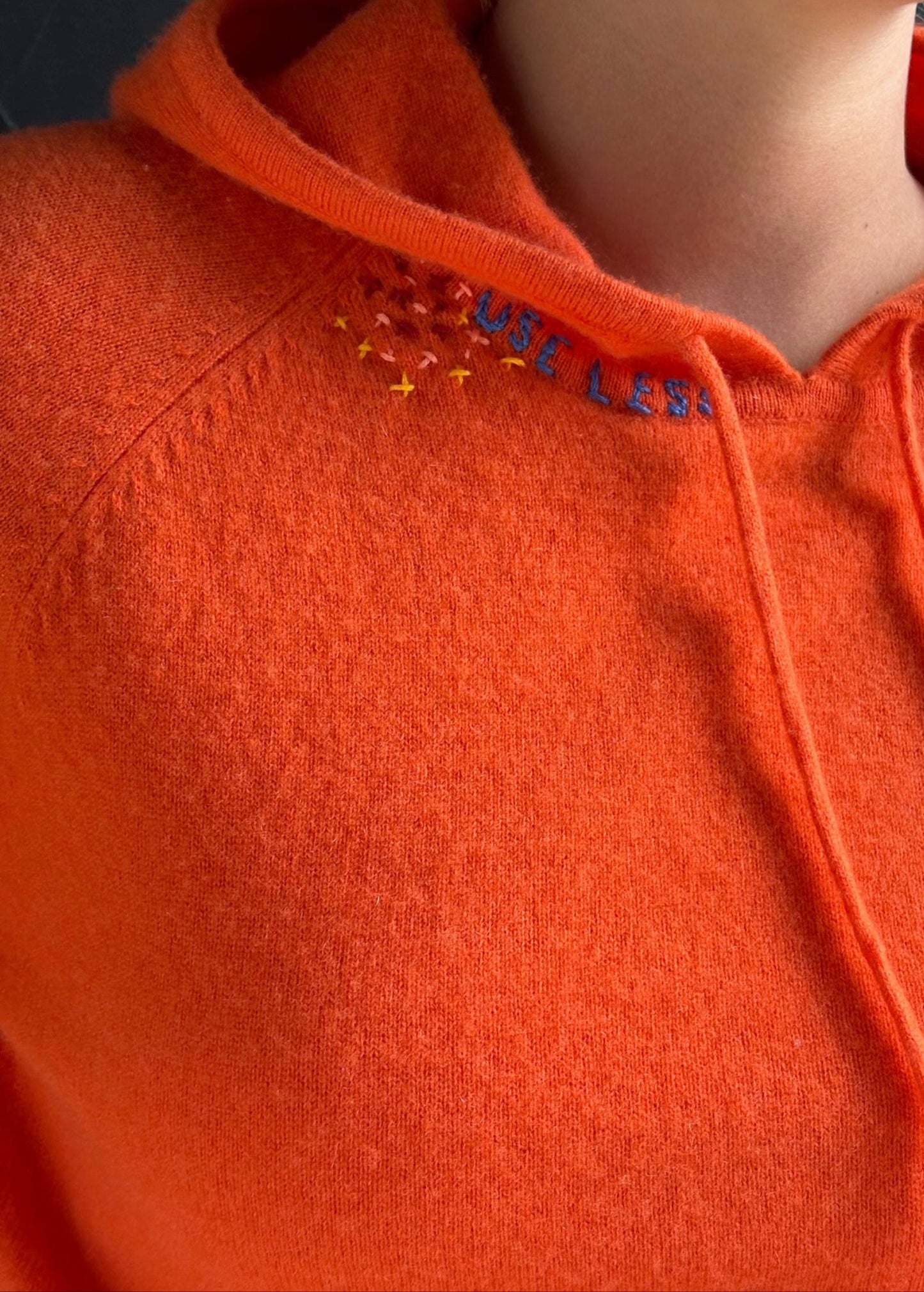 Reworked Orange Cashmere Hoodie