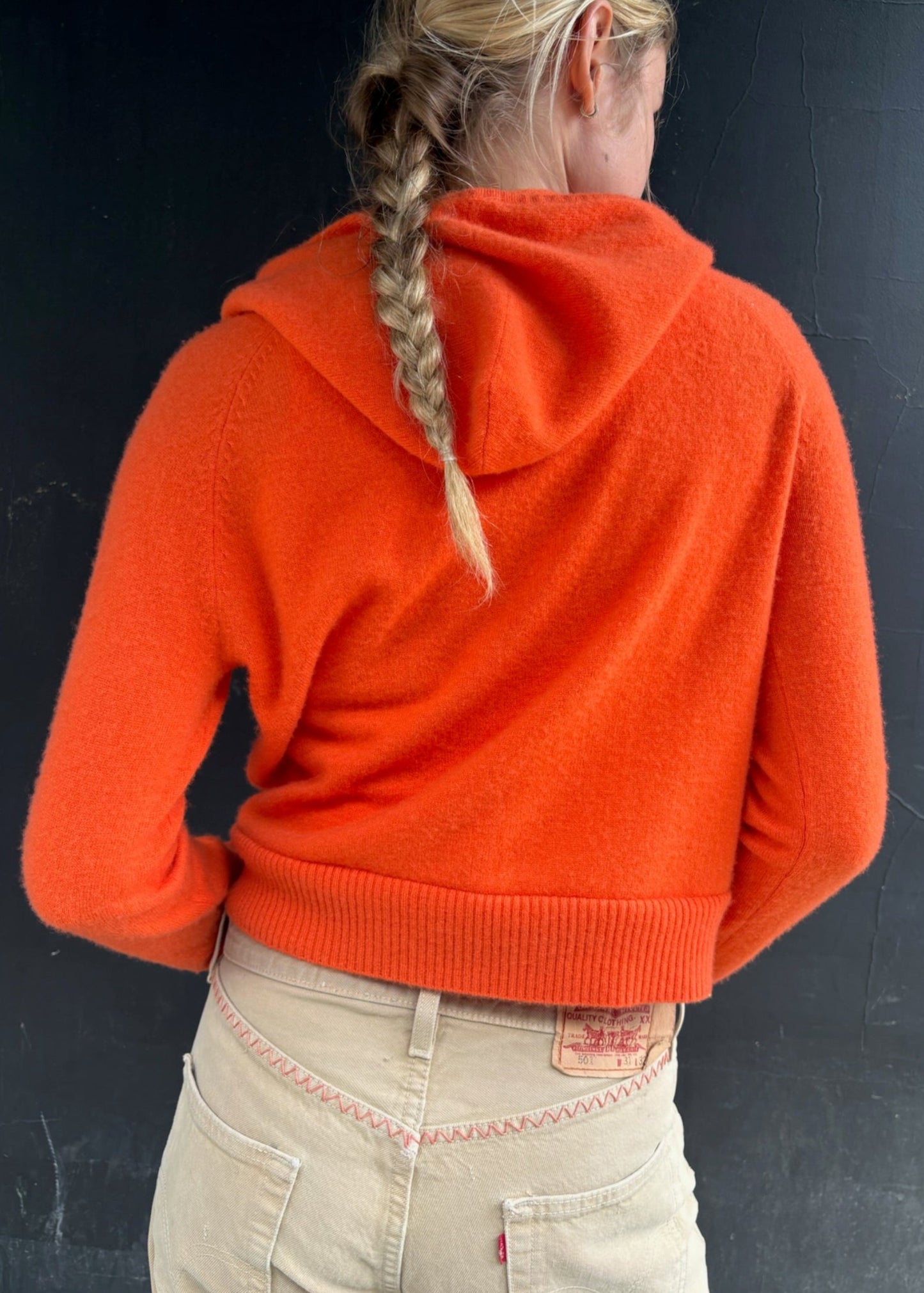 Reworked Orange Cashmere Hoodie