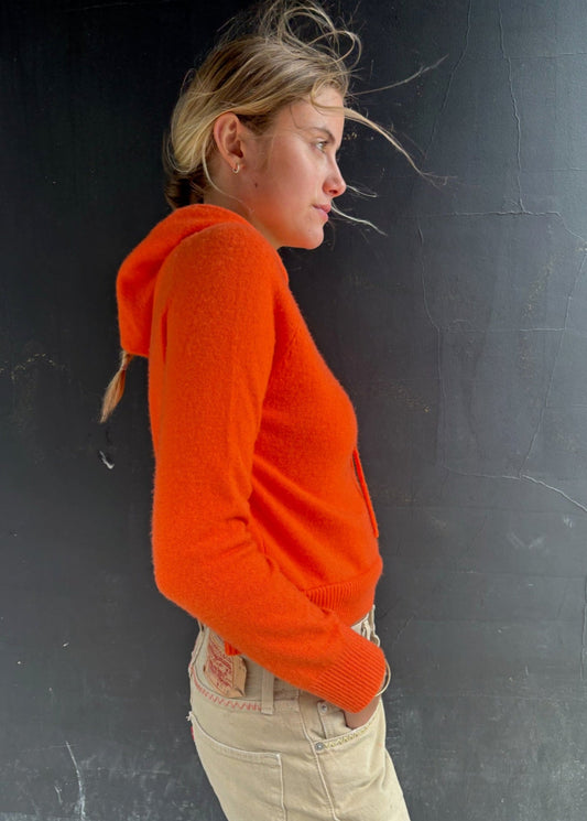 Reworked Orange Cashmere Hoodie
