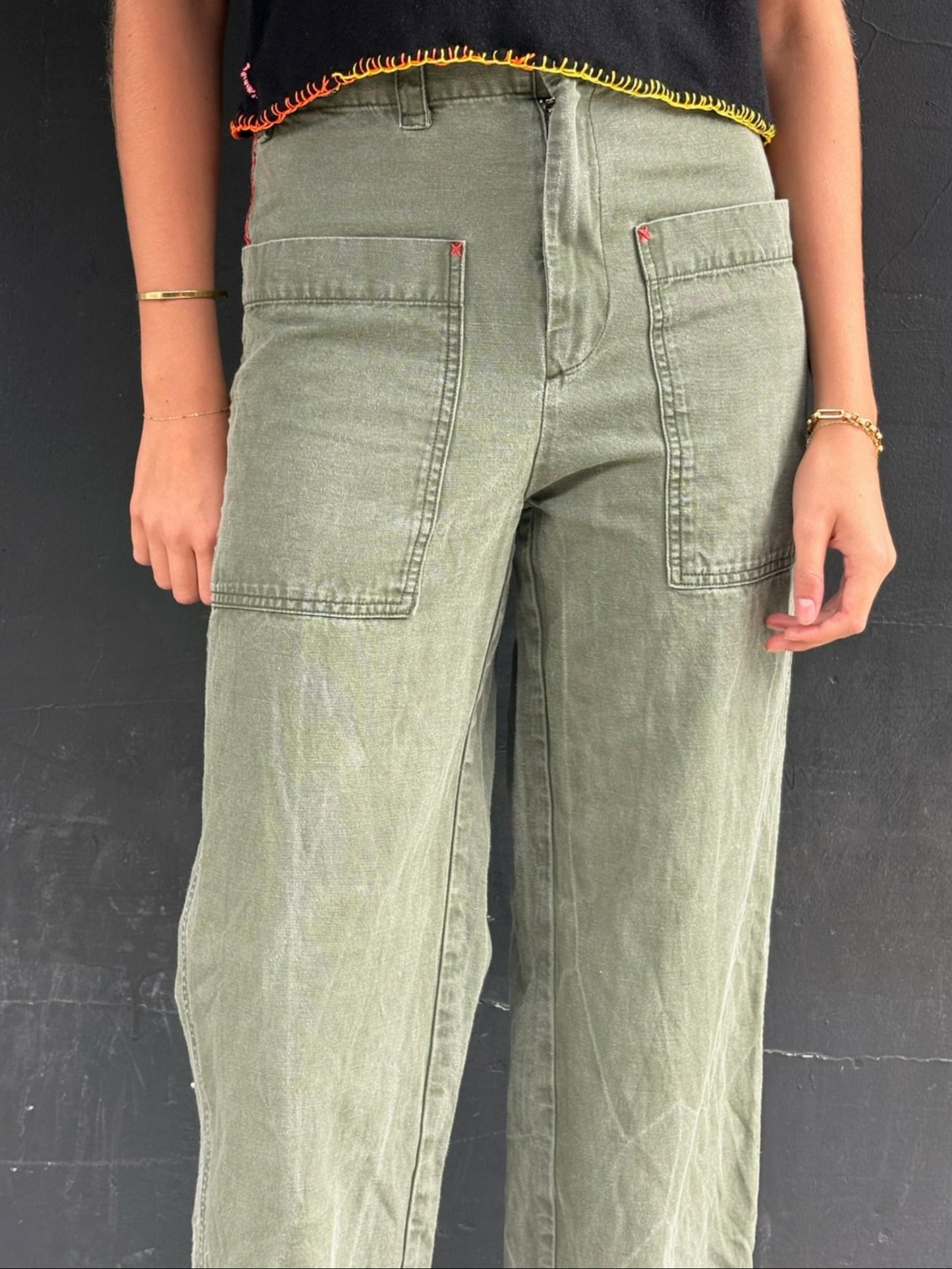 Khaki Army Style Trousers