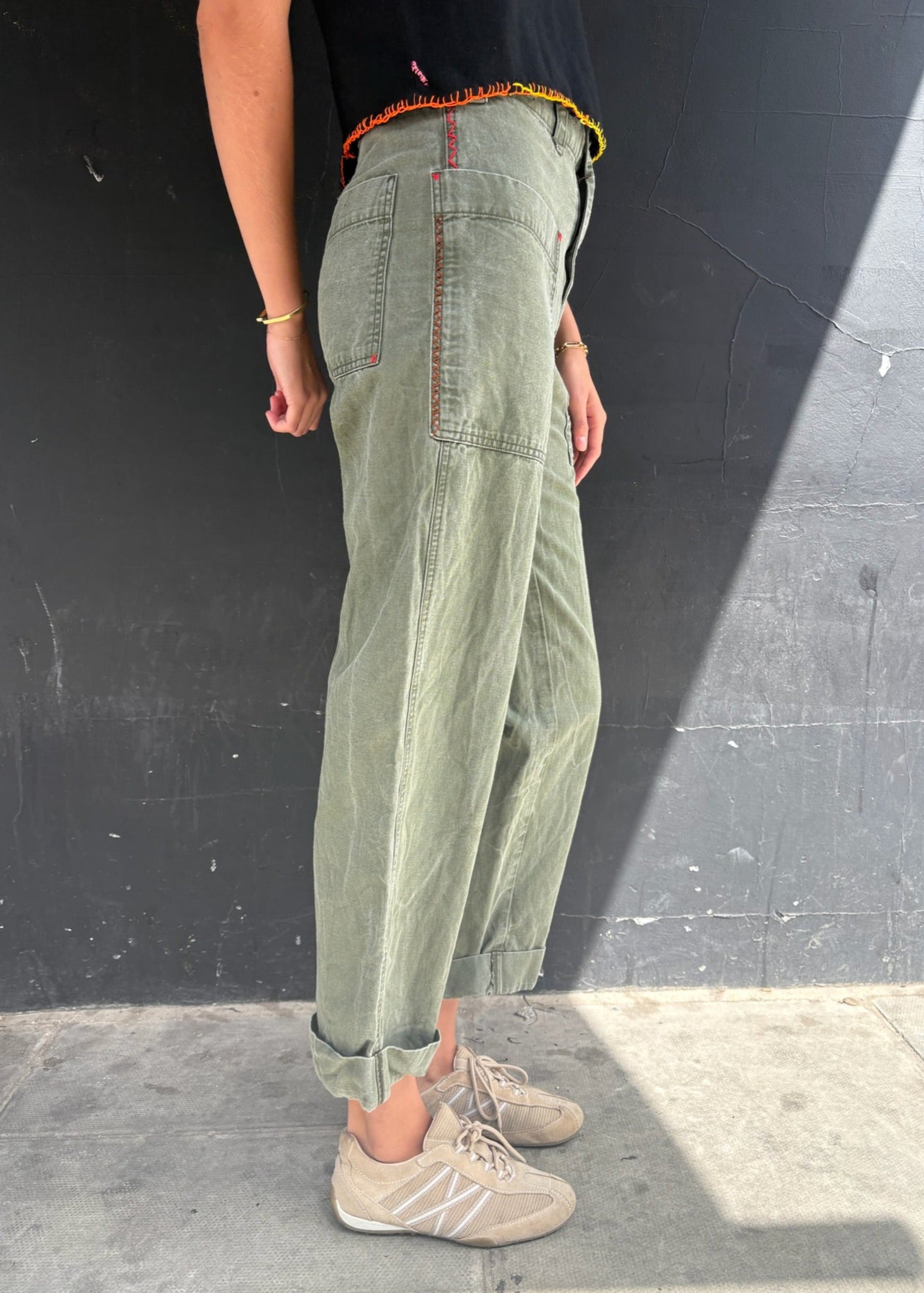 Khaki Army Style Trousers