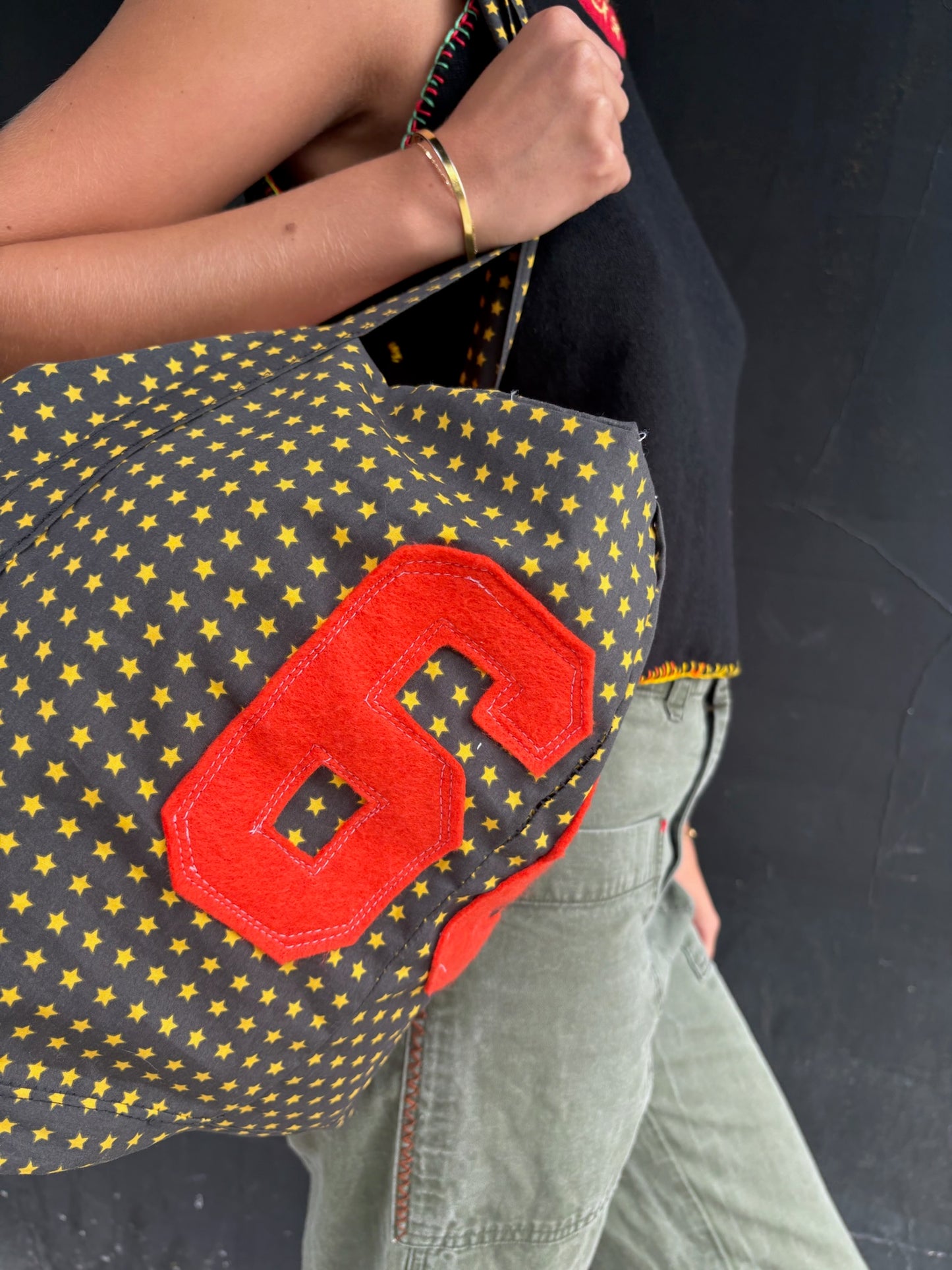 Star Print Cotton Tote Bag