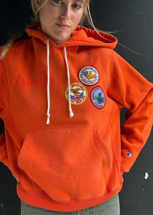 Patched Orange Hoodie