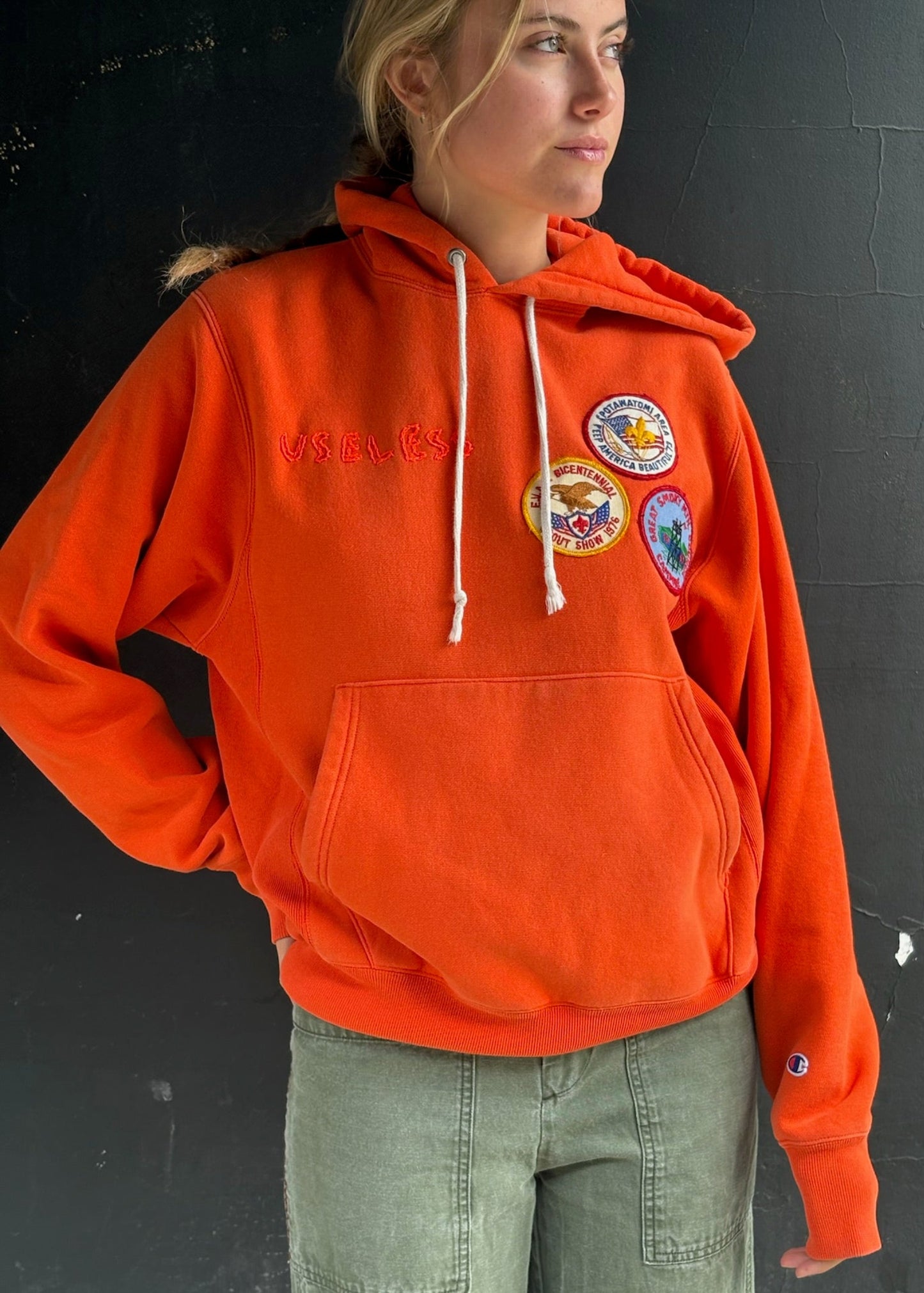 Patched Orange Hoodie