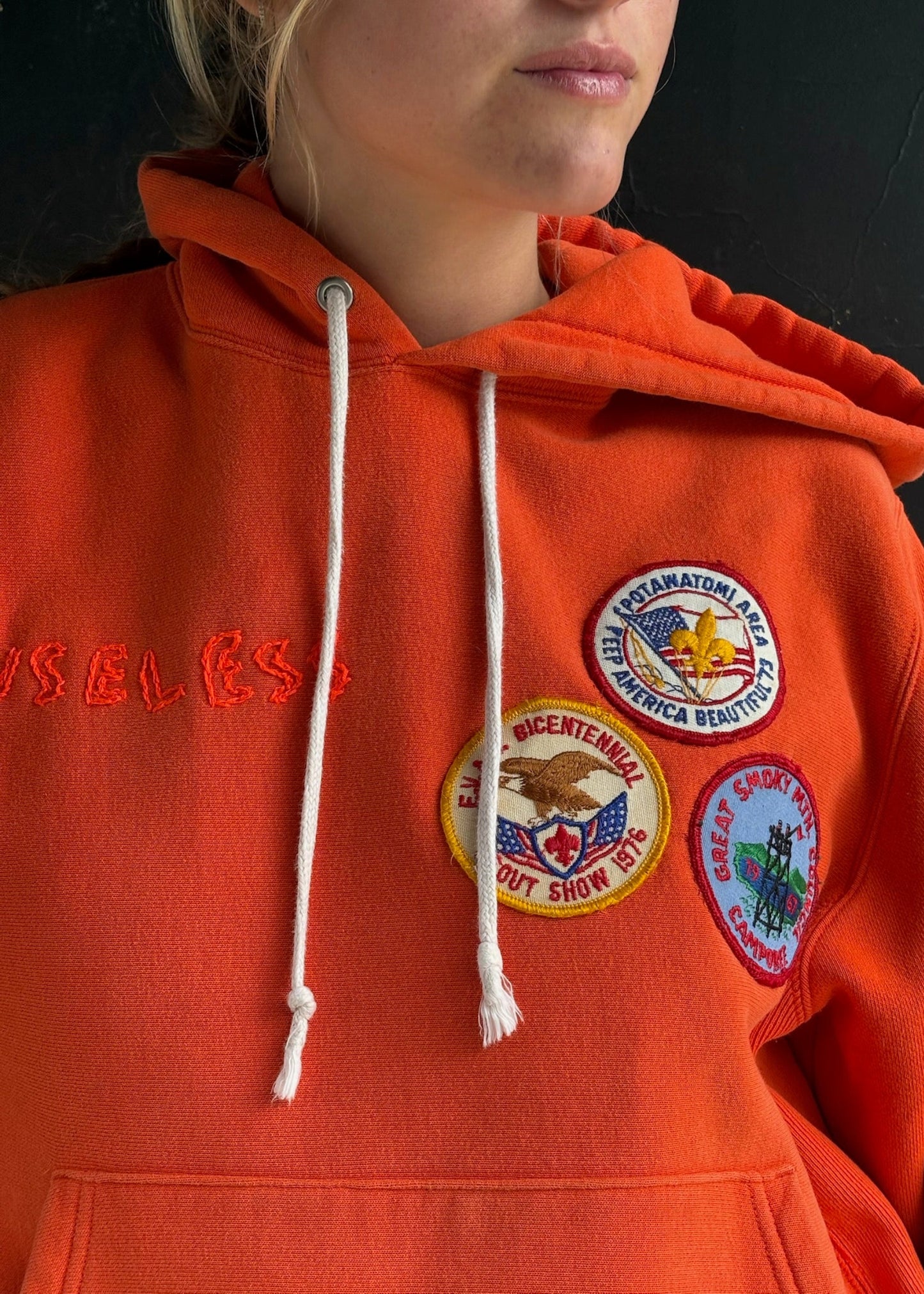 Patched Orange Hoodie