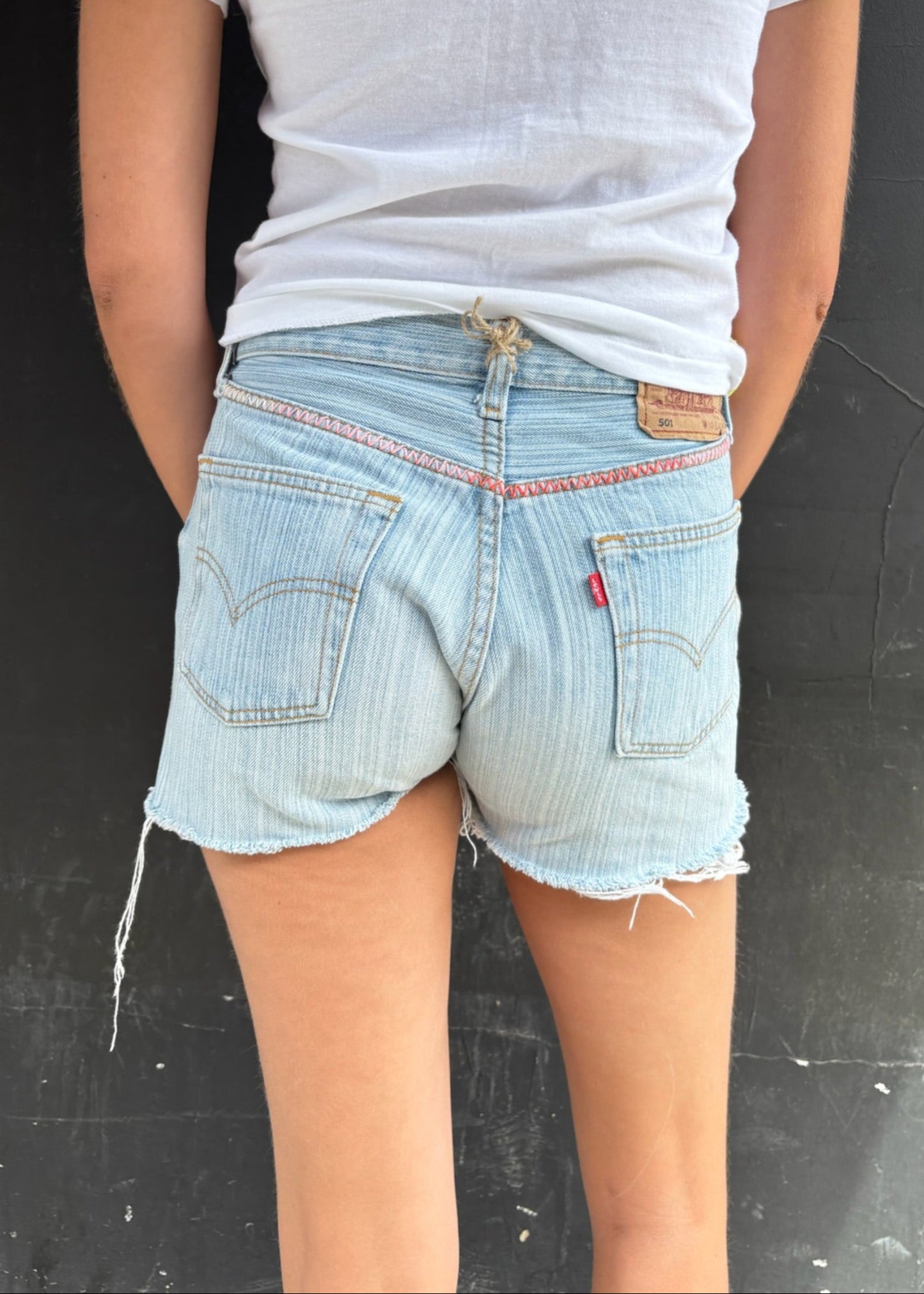 Levi's Stripe Cut-Offs with Orange and Pink Tabs