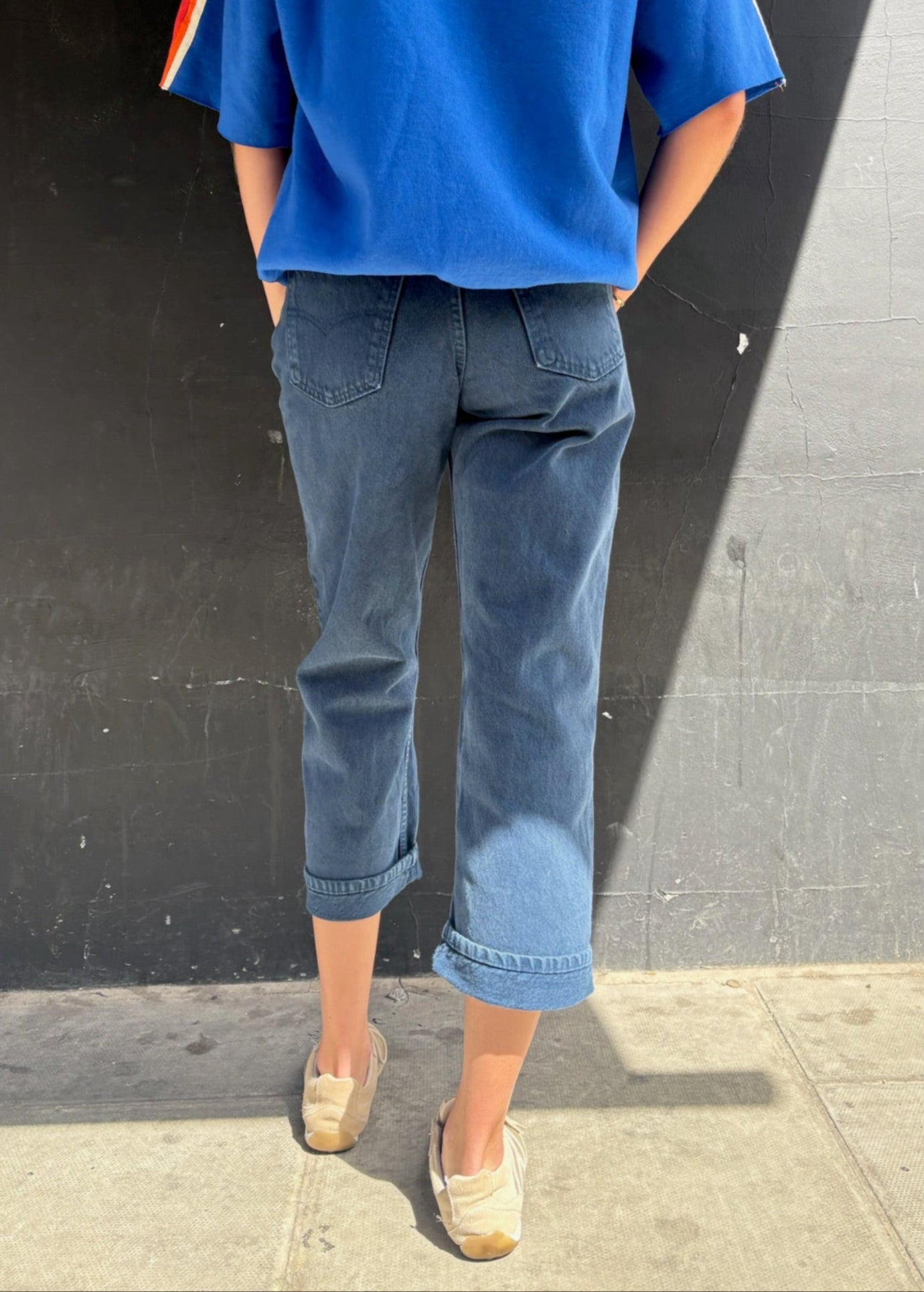 Blue Levi's with Zig Zag Stitching