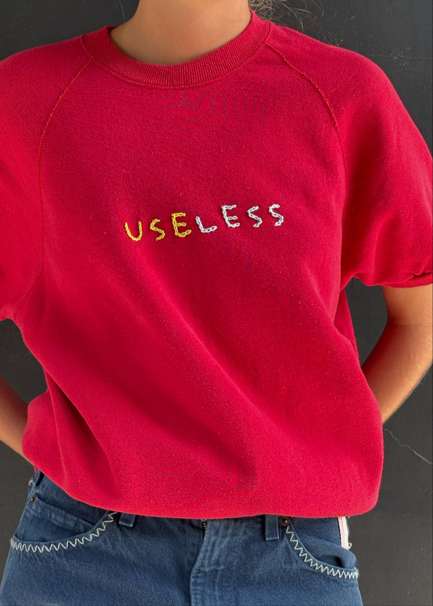 Red Embroidered Sweat