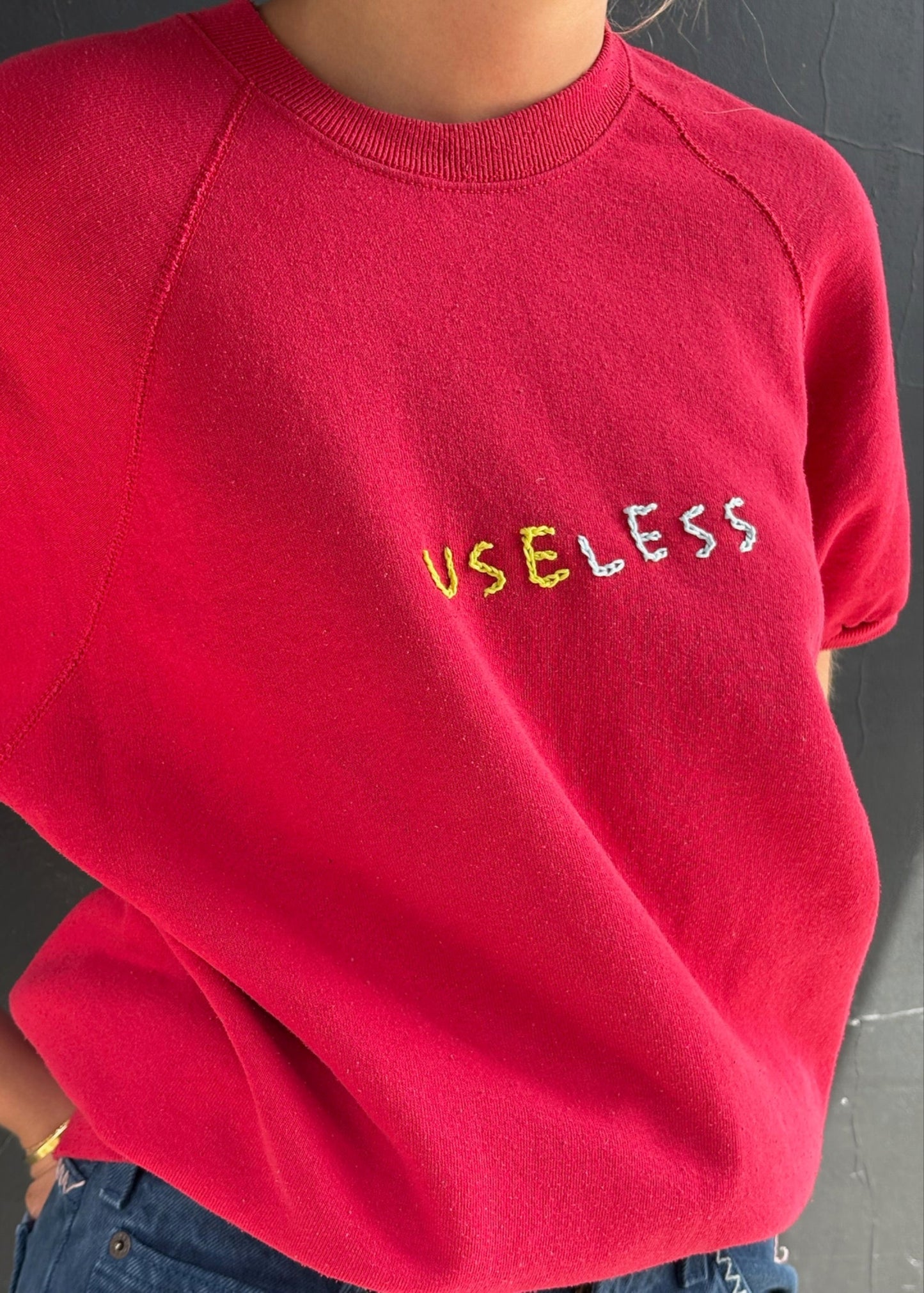 Red Embroidered Sweat