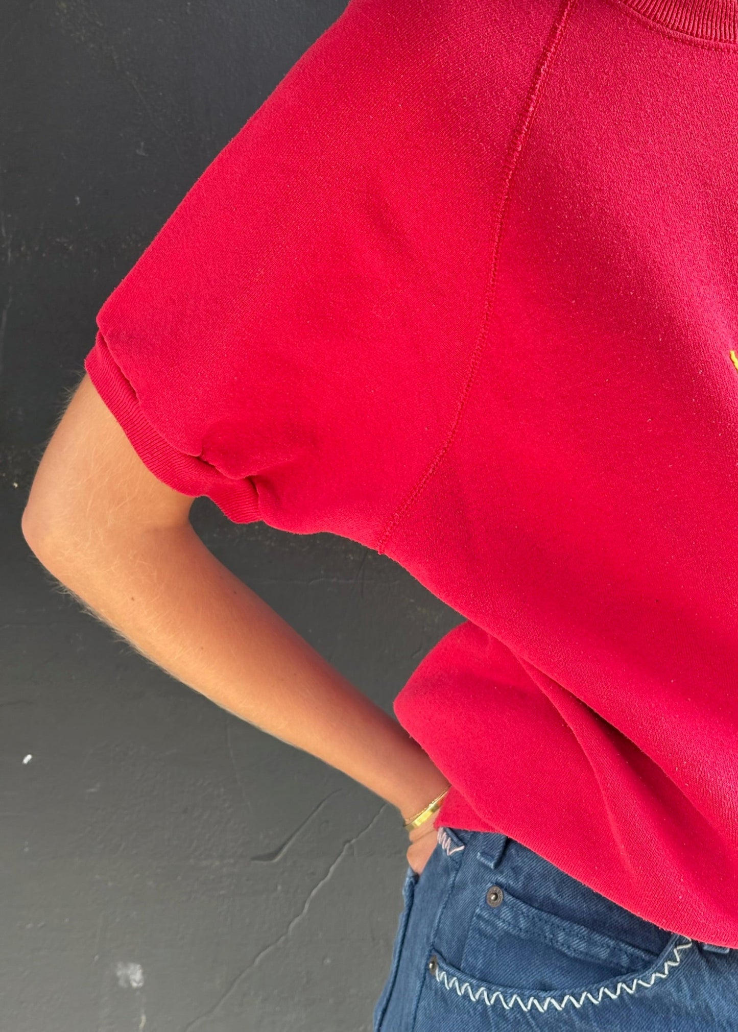 Red Embroidered Sweat