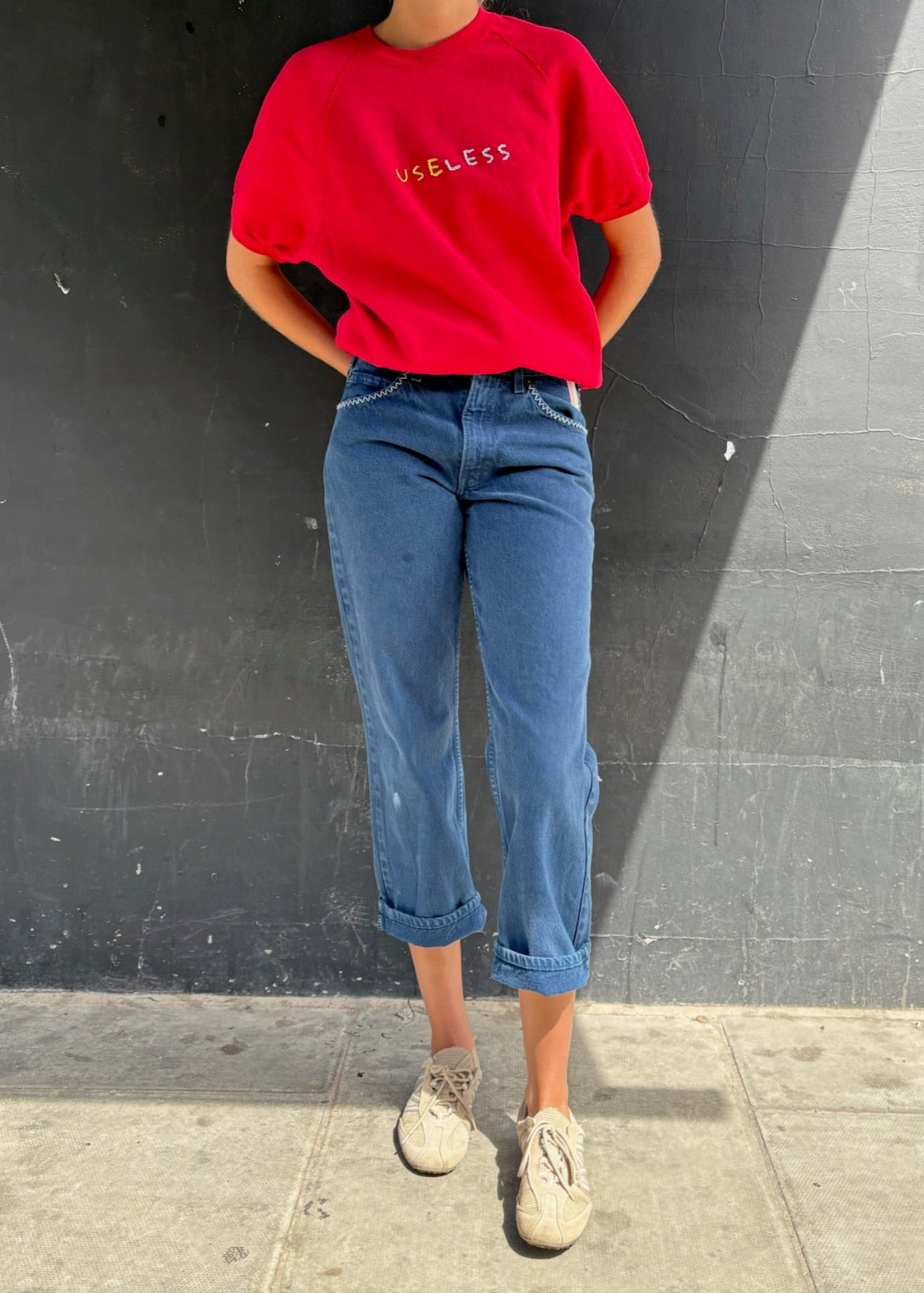 Red Embroidered Sweat