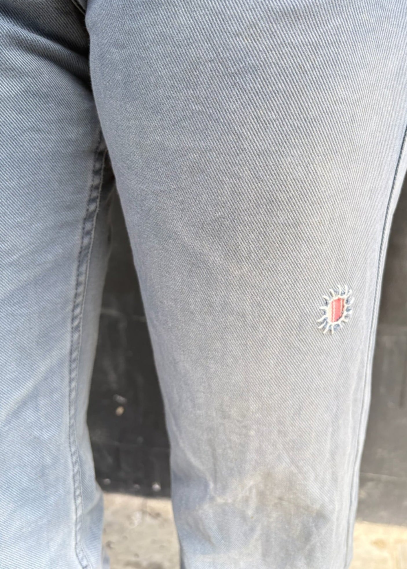 Pale Blue Levis Zig Zag Stitching