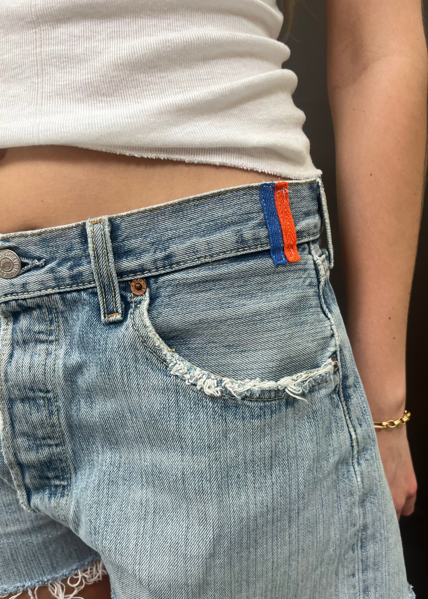 Zig Zag Levi's Cut Offs with Gingham Patch