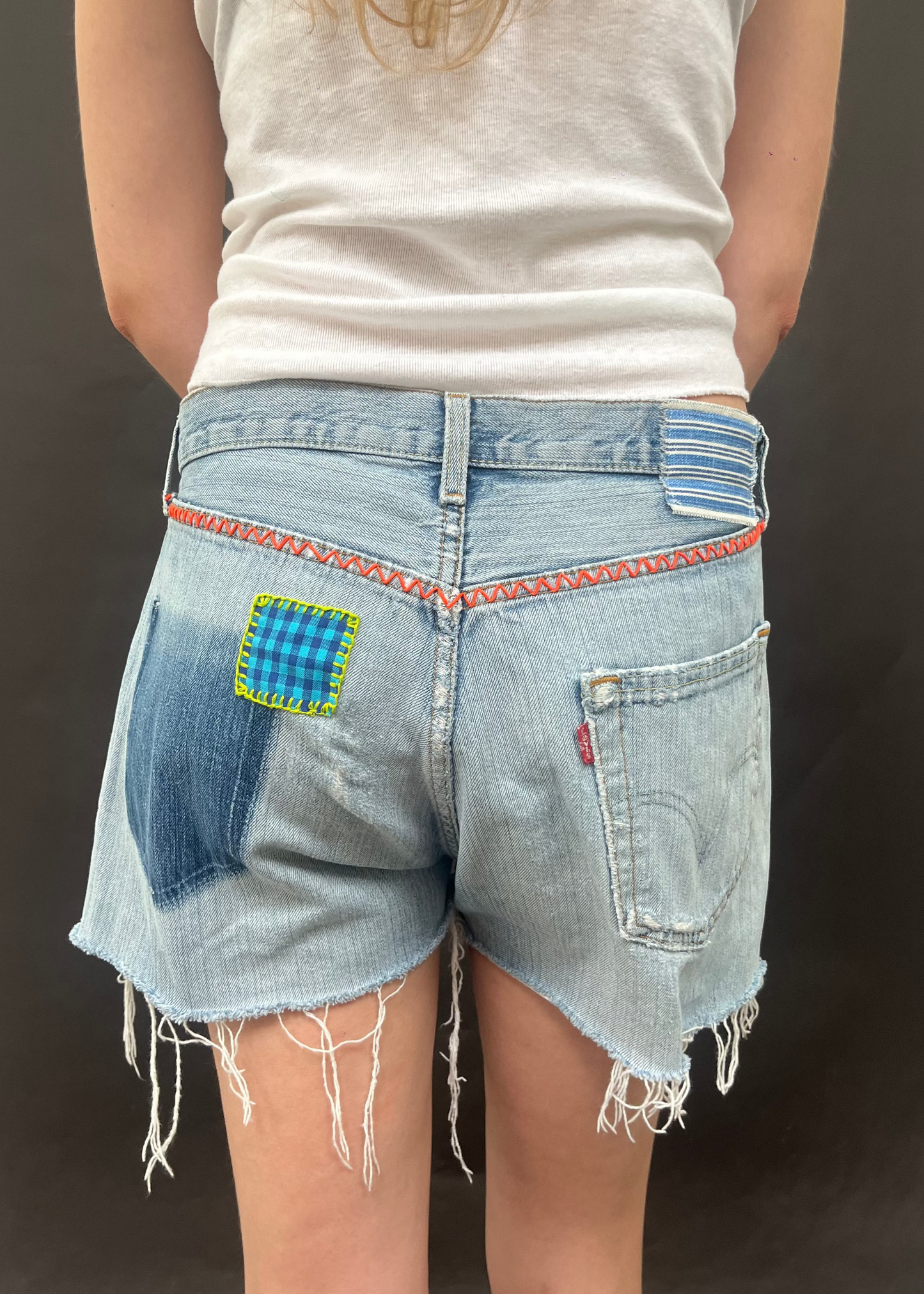 Zig Zag Levi's Cut Offs with Gingham Patch