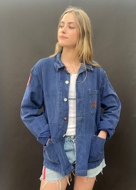 Upcycled Blue Work Wear Jacket