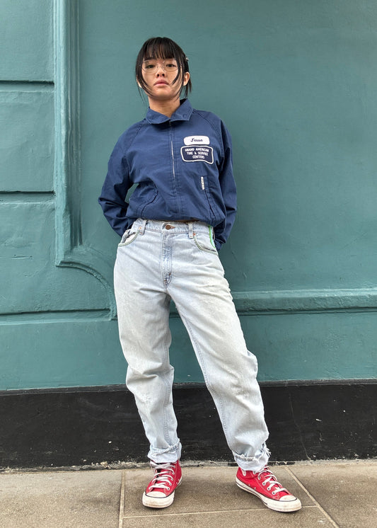 Pale Blue Levis Zig Zag Stitching