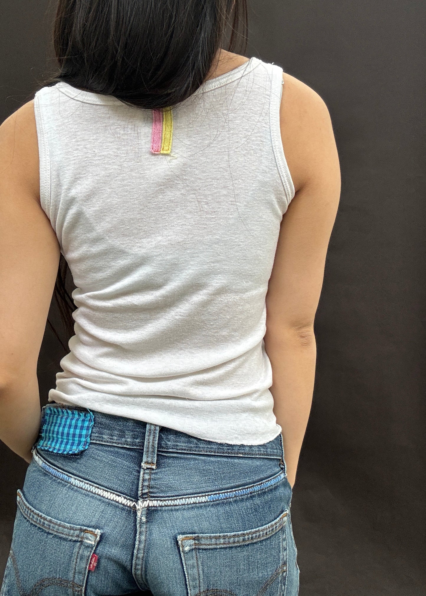 White Tank With Embroidered Neckline
