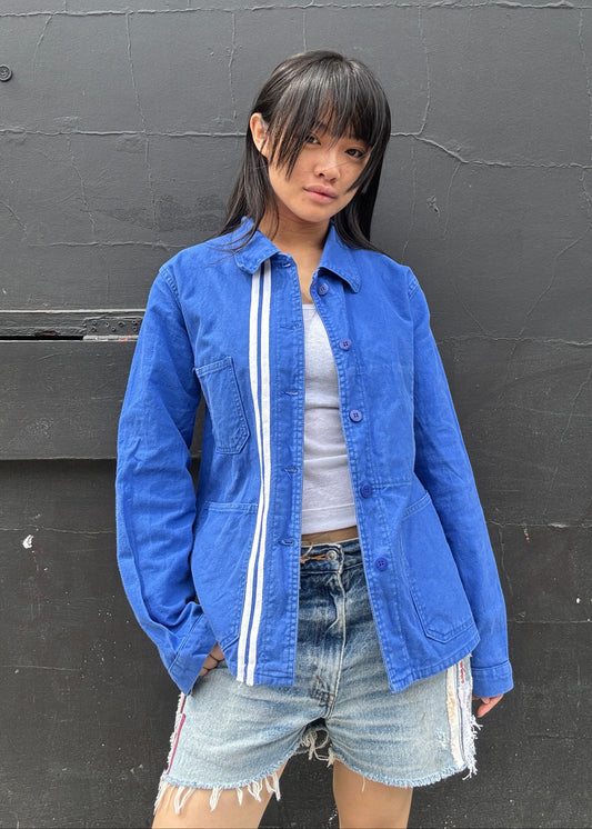 Blue Workwear Jacket White Stripes