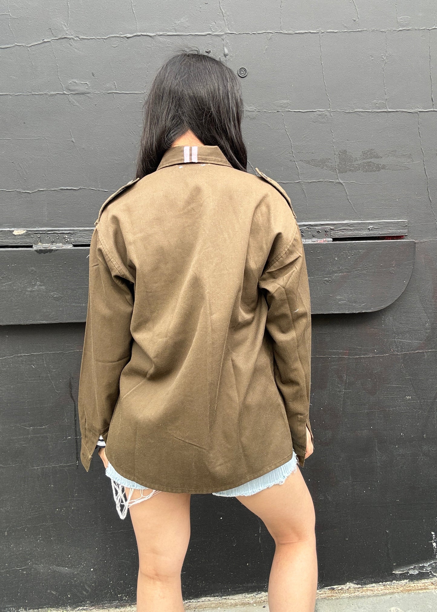 Army Jacket with Pink Stripes