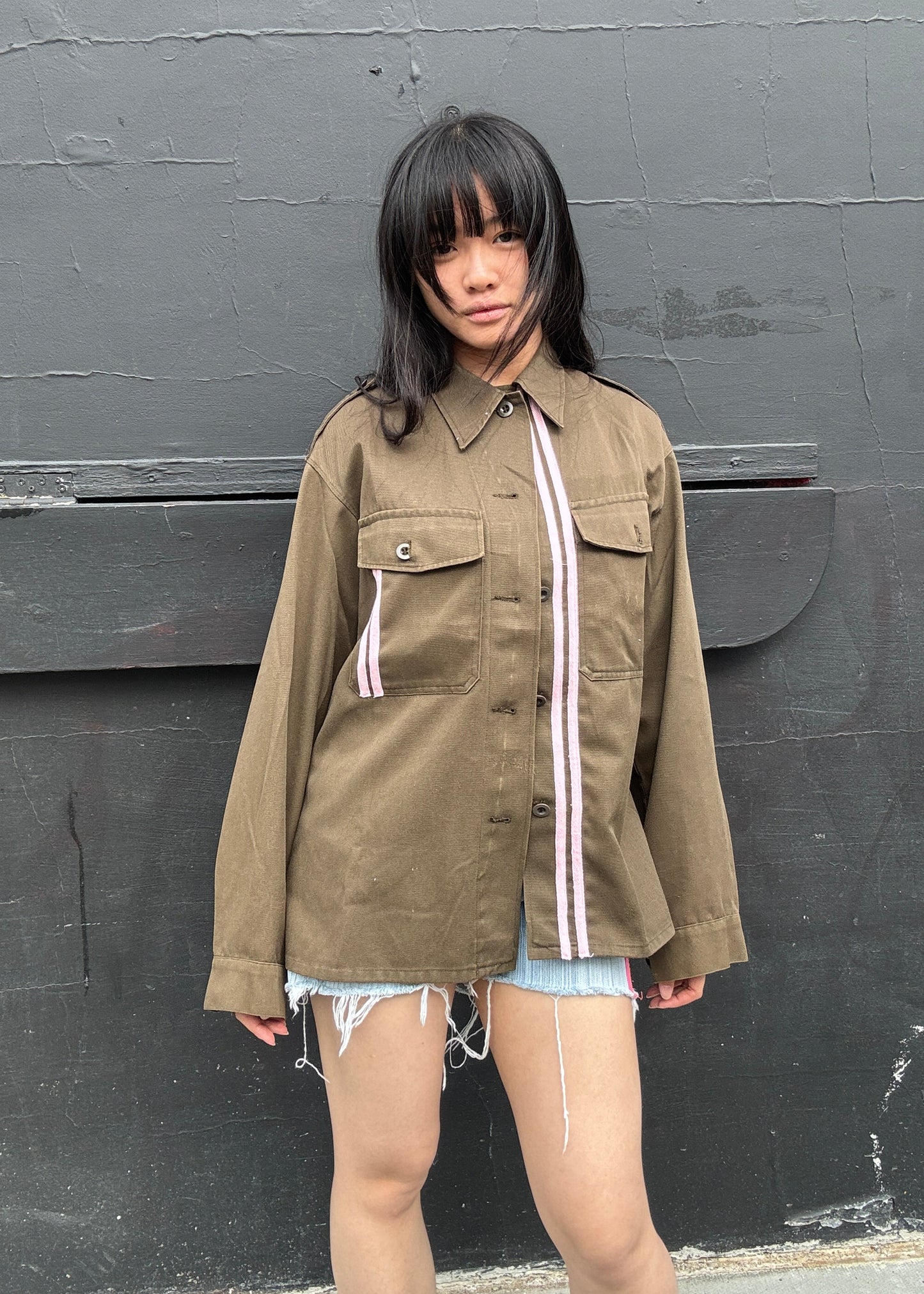 Army Jacket with Pink Stripes