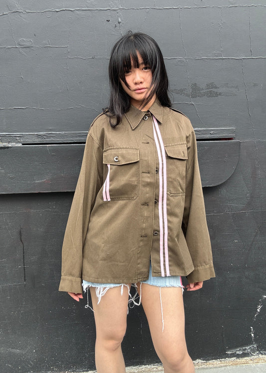 Army Jacket with Pink Stripes